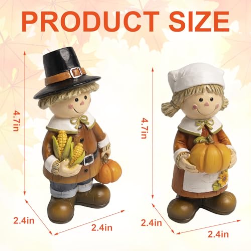 Bechivie FSCSZ01 Fall Thanksgiving Pilgrim Figurine Decor, Resin Fall Statue Gifts thumb #4
