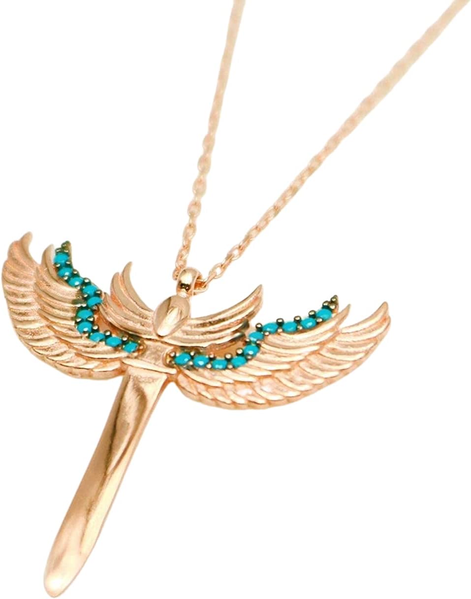 Spiritual Protection Necklace, Archangel Michael’s Sword Rose Gold Sterling Silver, Adjustable Chain, Unique Spiritual Gift for Angel Lovers