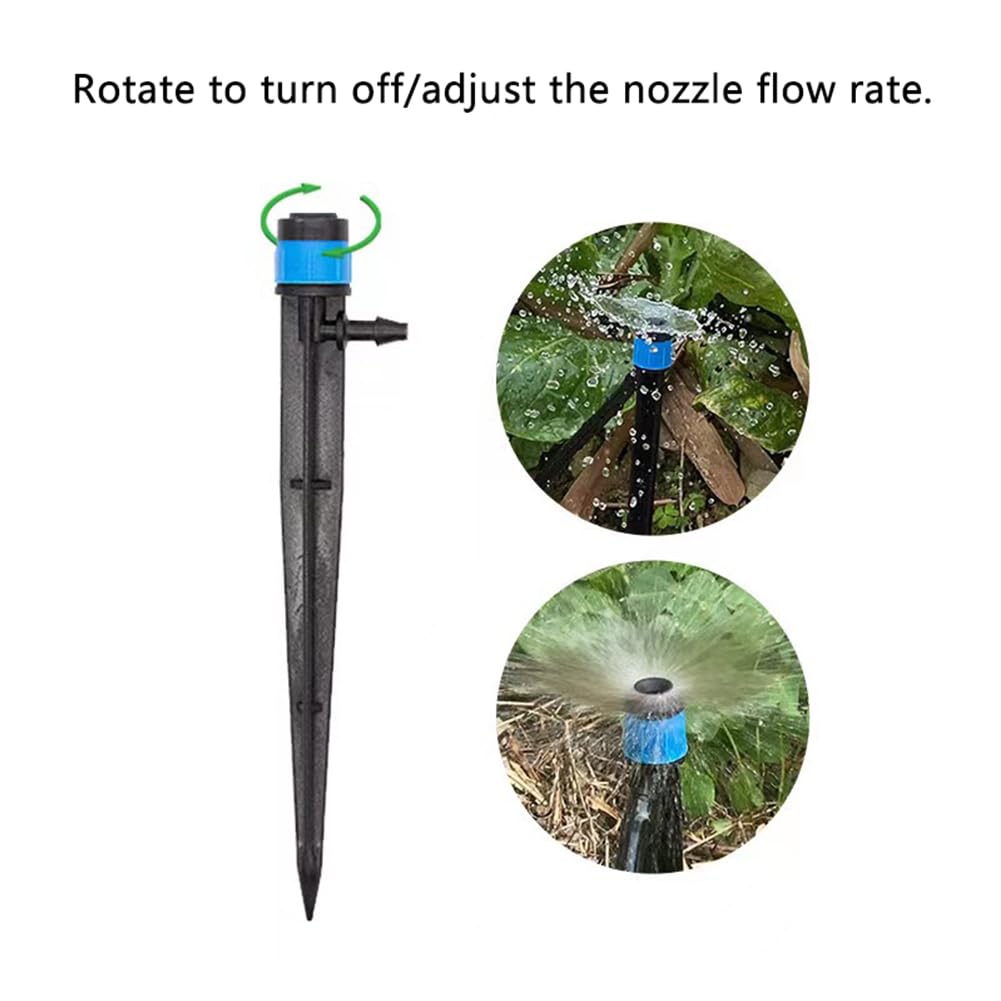 10 Pezzi a 360 Gradi Sprinkler di irrigazione Regolabile, gocciolamento a Flusso Regolabile con, irrigatore di droppers per Tubi da 4/7 mm, gocciolamento per irrigazione da giardin