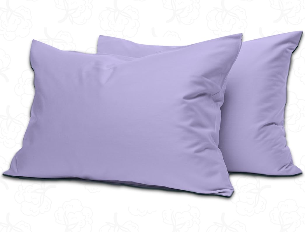 Pillow Cases 2 Pack Soft & Premium Quality Bedding & Linen, Egyptian Cotton 200 Thread Count, Breathable & Envelope Closure in Standard Size (50x75+15 cm) (Lilac, Pack of 2)