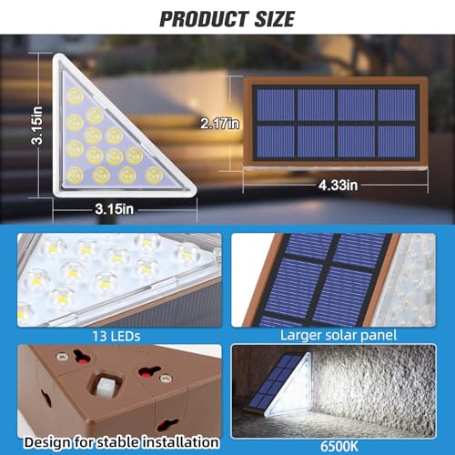 Image of NIORSUN Solar Stair Lights,Cool White Outdoor Step Lights IP67 Waterproof Auto On Off, Outdoor Stair Lights for Steps,Stair,Patio,Yard,Porch,Front Door,Sidewalk,Deck Decor(Brown, 6 Pack)