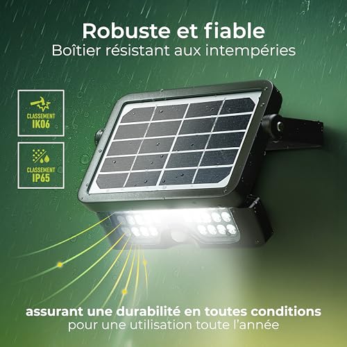Luceco Solar Powered LED Outdoor Floodlight with PIR Motion Sensor, Security Light, Exterior Lighting, Angular Design, Adjustable, Guardian, Black, IP65, 5W, 550lm, 4000K, LEXSF6B40 - Image 4