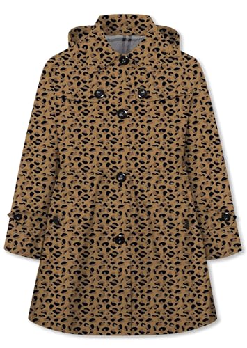 Betusline Girl's Waterproof Hooded Trench Coat Single Breasted Rain Jackets Outerwear, 2-14 Years