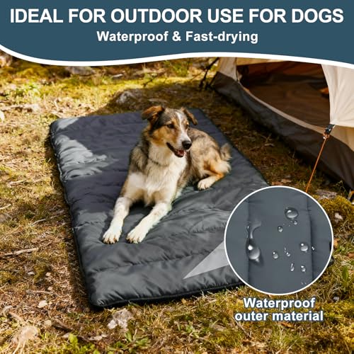 Feelhap Hundedecke 110x68cm Waschbares,Hundedecke für Unterwegs Wasserdicht,rutschfeste Hundematte Komfort und Weiches Wasserdichtes Hundebett,Outdoor,Reise,Auto-Kofferraum Hundekissen (Grau)