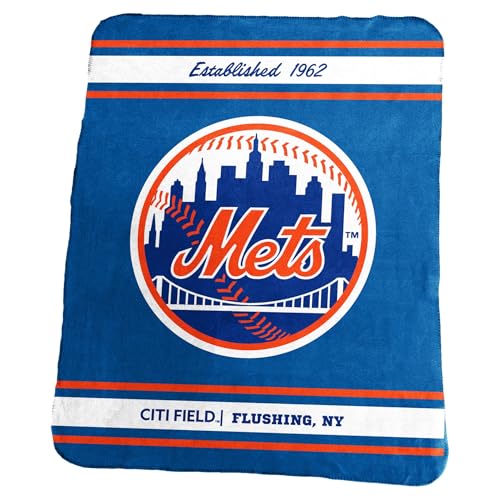 Logo Brands MLB Classic Fleece Throw Blanket - 50" x 60" (New York Mets - Blue)