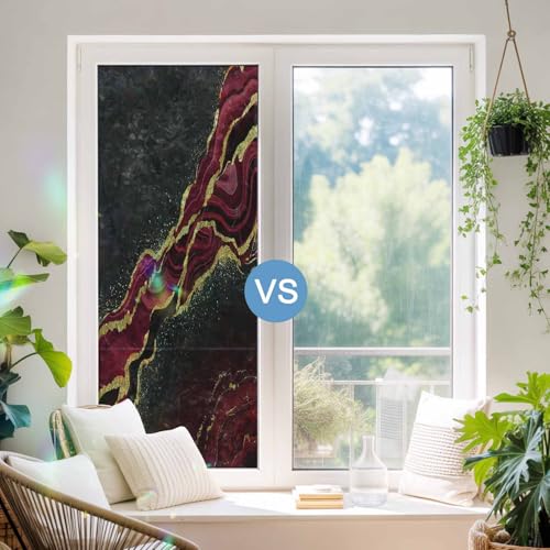 Vinilo ventana privacidad diseño mármol rojo 17.7x39.3 in miniatura 3