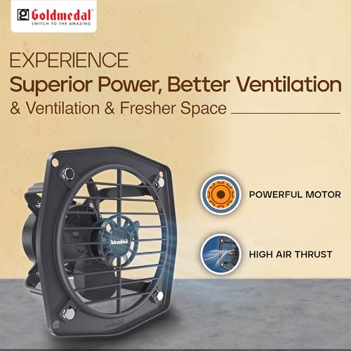 Image of Goldmedal Rapido 150 MM Exhaust Fan | Strong Air Suction | 2050 RPM | High Air Delivery Exhaust fan | Suitable for Kitchen, Bathroom and Office | (Cutout Size: O150 mm)- Grey