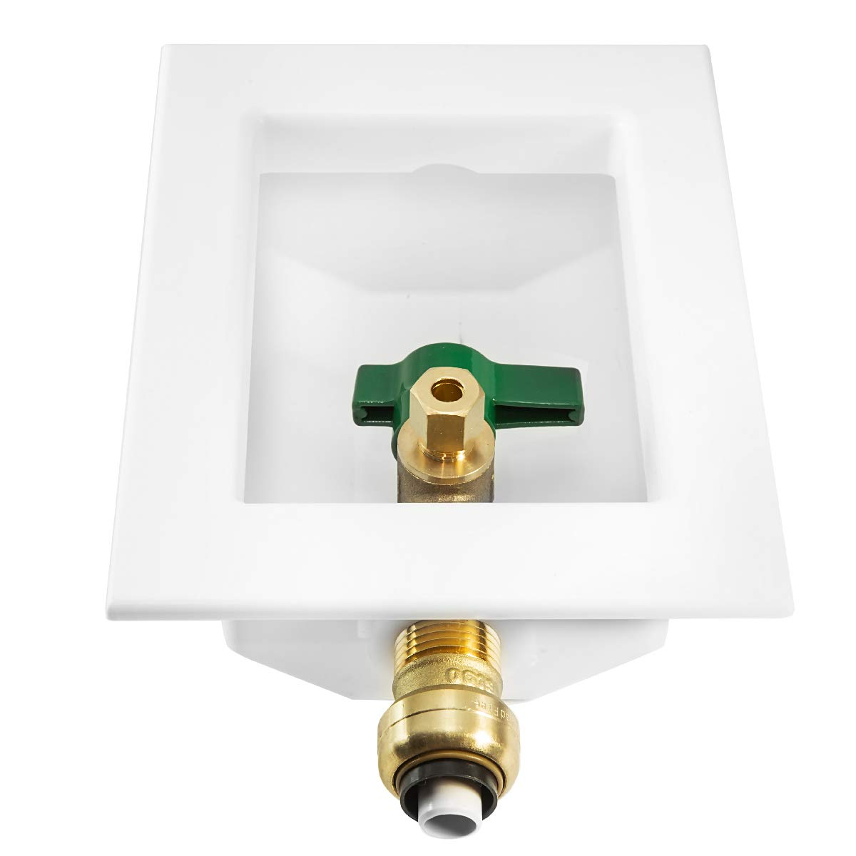 EFIELD Push-fit Pre-Assembled Ice Maker Outlet Box, 1/2-Inch Push-Fit Connection with Installed 1/4-Turn Ball Valve, White,(IM005)