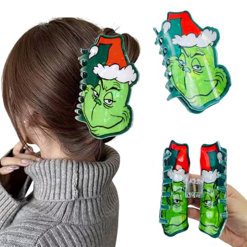 Christmas Hair Clips VGNRAR Winter Fun Acrylic Claw Clip Exquisite Holiday Hair Accessories Designs Christmas Hair Claw Clips for Women Girls Thick/Thin Hair Decorations 1Pcs