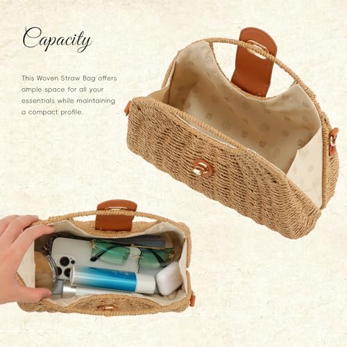 Bolso tote de mimbre para mujer estilo verano miniatura 5