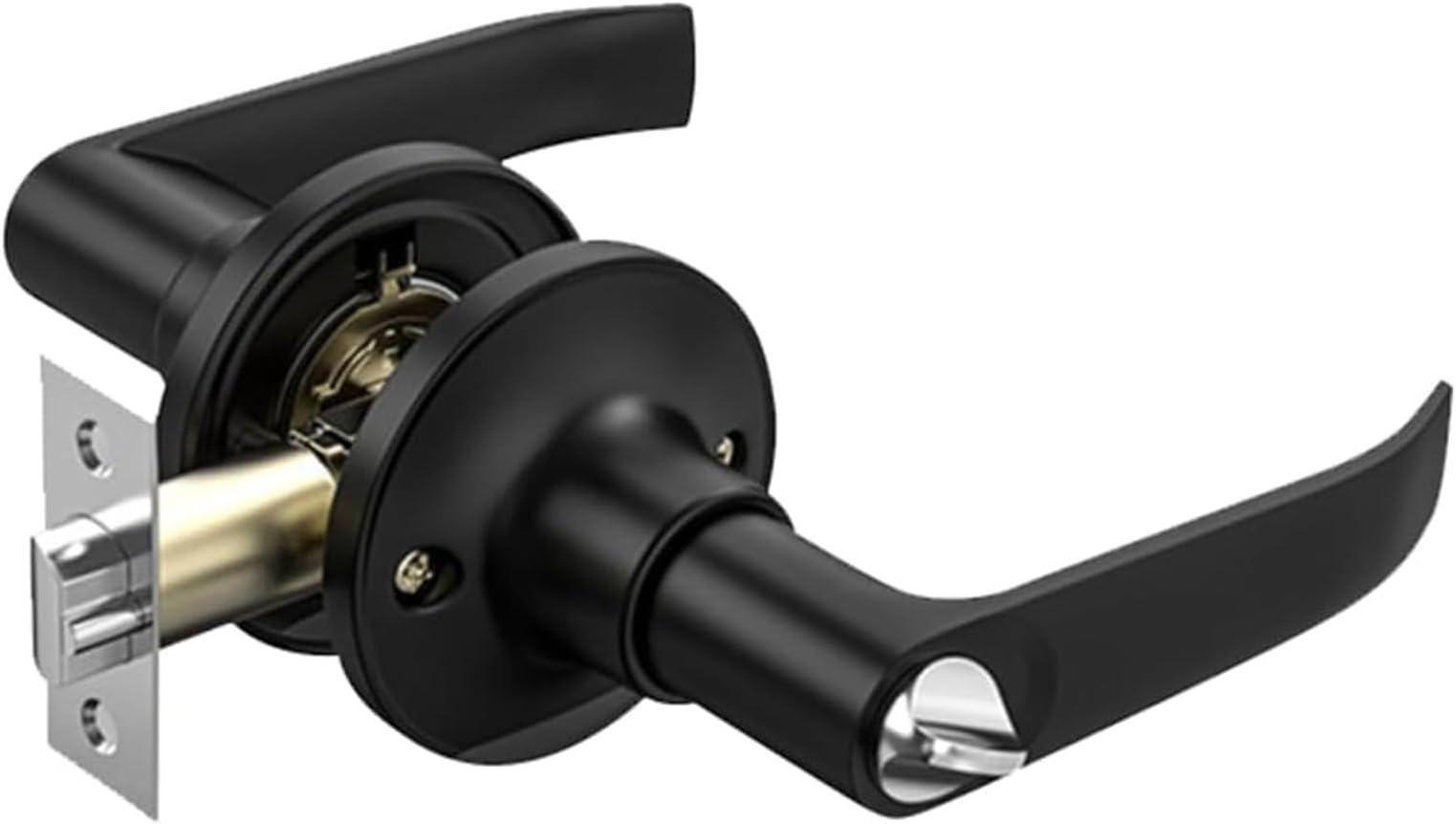 Door Handle Lock Bedroom Door Lock with Keys Bedroom Door Handles with Lock Silent Bedroom Lock Internal Door Lock Internal Door Handles Lockable Door Handle for Bedroom Bathroom (Black 40mm-60mm)