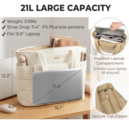 Bolso tote grande acolchado para mujer 21L miniatura 4