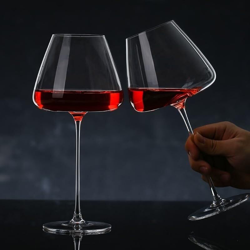 Set mit 2 gerippten Weingläsern, 720 ml, klares Glas mit langem Stiel for Rot- und Weißwein, spülmaschinenfest