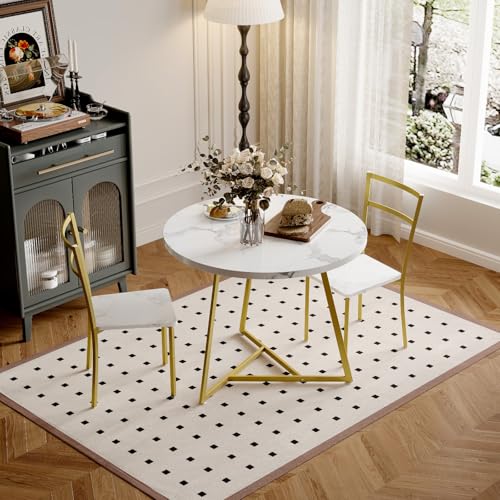 Garvee Ensemble De Table à Manger Ronde De 31,4 Pouces pour 2, Petit Ensemble De Table De Cuisine avec 2 Chaises Et 2 Sets Résistants à La Chaleur,Bistrot...