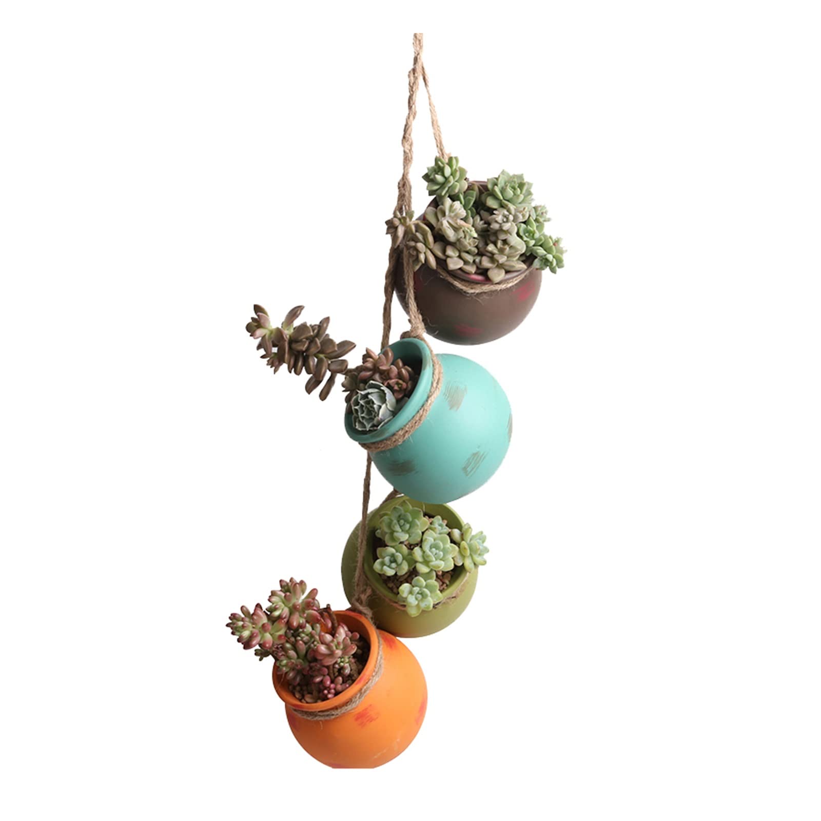 HASMI Jardiniere Balcon Jardinière Suspendue Verticale avec 4 Plantes Pots en céramique en céramique Suspendue Planteurs de Fleurs for Plantes succulentes Faux Plantes Pot Suspendu Plante Interieur