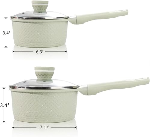 Miniatura 2 de Juego de 4 sartenes de 1.5 cuartos y 2.0 cuartos de galón con tapa, olla antiadherente para cocinar, fácil de limpiar, 100% libre de PFOA PFAS para