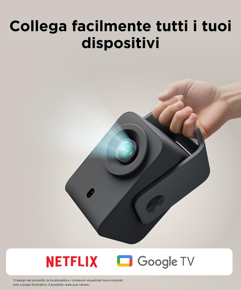 TCL C1 GTV Proiettore Portatile 1080p Nativo Gimbal Netflix Integrato Wi-Fi Bluetooth Autofocus Audio Dolby 8W 120"