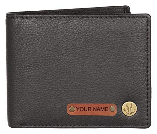 Image of WildHorn customised Gifts for Men | Personalized Leather Wallet for Mens -Name /Logo Printed on Wallet I New Customization Giftings for Men Boy Love Husband Employees Clients