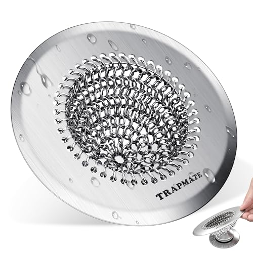 TRAPMATE Shower Drain Hair Catcher, 4.4' Easy Clean Bathtub Drain Hair Catcher, Anti-Slip Bath Tub...