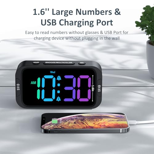 Image of Odokee Digital Dual Alarm Clock for Bedroom with 0-100% Dimmable Display | RGB Electric Alarm Clock for Kids with Weekday /Weekend Mode - Loud Alarm for Heavy Sleepers with 5 Sounds Adjustable Volume