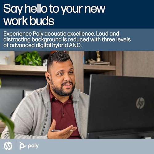 Image of Poly (Plantronics + Polycom)Voyager Free 60 UC True Wireless Earbuds, In-Ear W /Noise-Canceling Mic, 5.8G, Compatible W /Iphone, Android, PC /Mac, Zoom, Teams, Up To 16.5 Hours Talk Time, Black, 7Y8L9AA