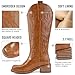 VBDB Western Cowboy Boots for Women Brown Knee High Wide Calf Cowgirl with Western Embroidered Slip on Square Toe Chunky Heel Heel Fashion Retro Classic Pull on Tall Boot for Ladies Size 10