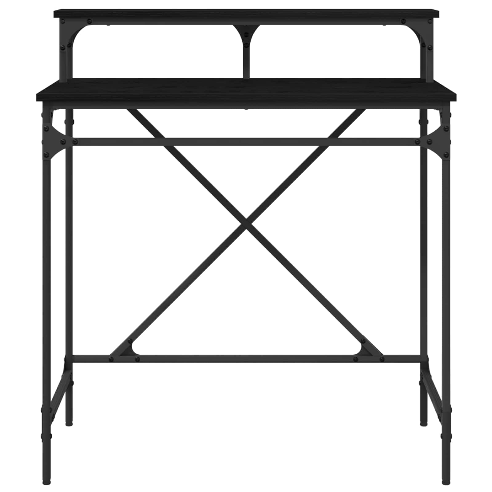 Escritorio de madera de roble negro, 80 x 50 x 90 cm, diseño industrial, con estante, resistente a las manchas, para oficina en casa, mesa de trabajo