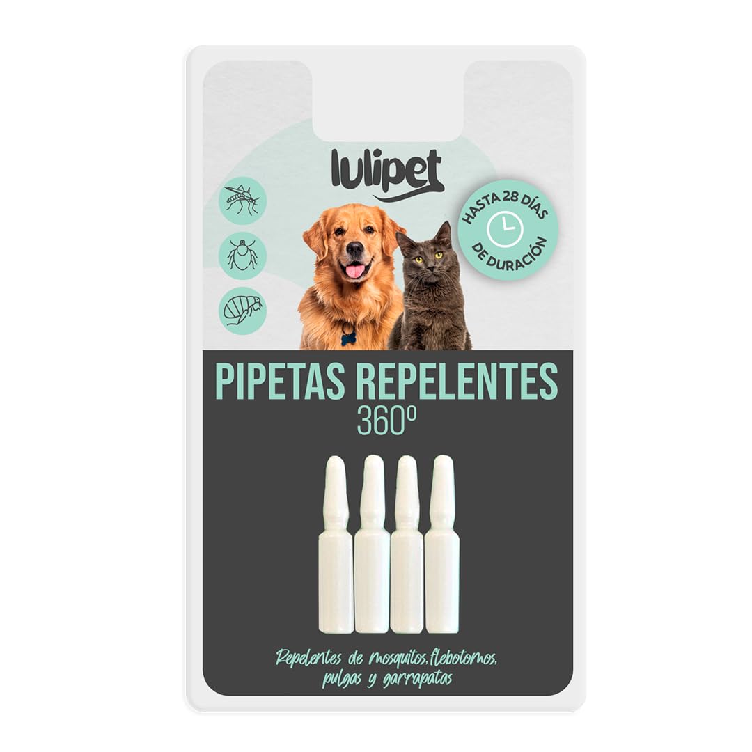 Clim Profesional - 8 Pipetas Antiparasitarias Perros y Gatos Anti Insectos 360º Safe Mascotas Todos los Tamaños. Pack 8 Unidades 2ml