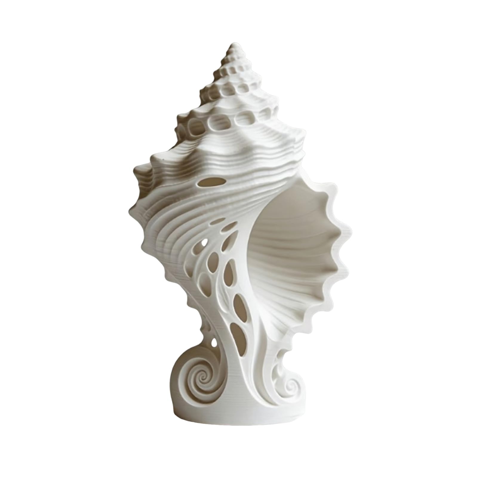 Glifora White Conch Shell Figurine - 3D Printed Nautical Coastal Tabletop Ornament for Living Room, TV Stand, Bookcase, Shelf and Cabinet Decor