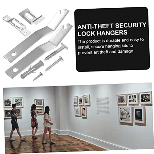 Image of Tofficu 4sets Museum-Quality Security Picture Hanging Kit Theft-Prevention Hardware for Art for Drywall Gallery Displays Lock Hangers
