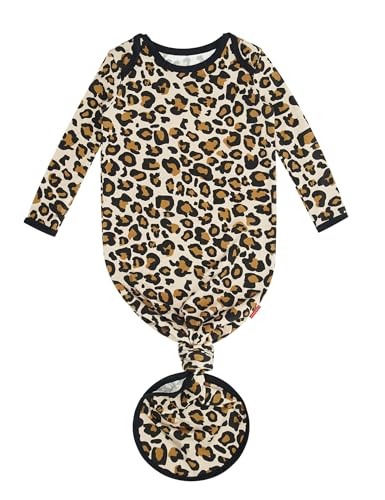 Image of EASWEET Newborn Baby Bamboo Viscose Knotted Gown Long Sleeve with Mitten Cuffs Sleeper Nightgown 0-3 Months