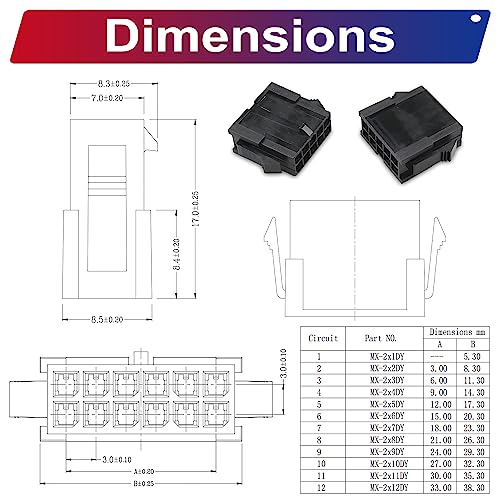 Kit de Conectores Extensor Macho y Hembra Molex 3.0mm miniatura 7