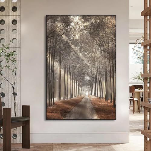 Toile avec bel arbre au soleil lumineuse pour éclairer un salon sombre