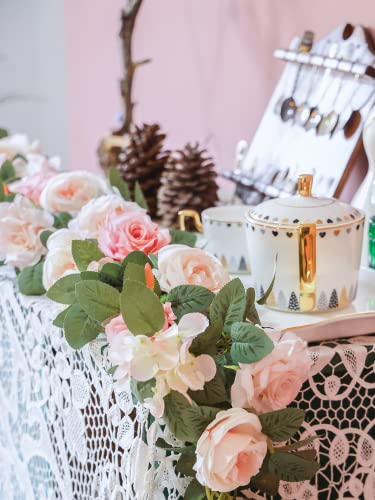 Party Joy 2Pcs Artificial Flower Garland Fake Rose Vine Artificial Flowers Hanging Rose Ivy Hanging Baskets Wedding Arch Garden Background Decor (Pink, 2) #TOP5