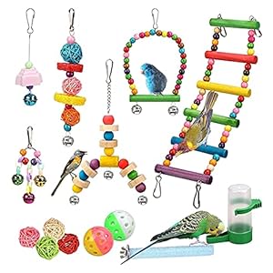 Vogelspeelgoed 14 stks papegaaien speelgoed vogel accessoires huisdier speelgoed swing stand budgie parkiet kooi water…