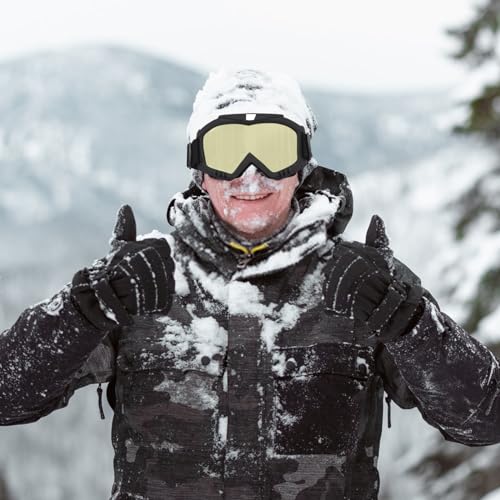 Lightweight Anti-Fog Ski Goggles with Adjustable Head Strap for Men Women (Yellow) - image 3