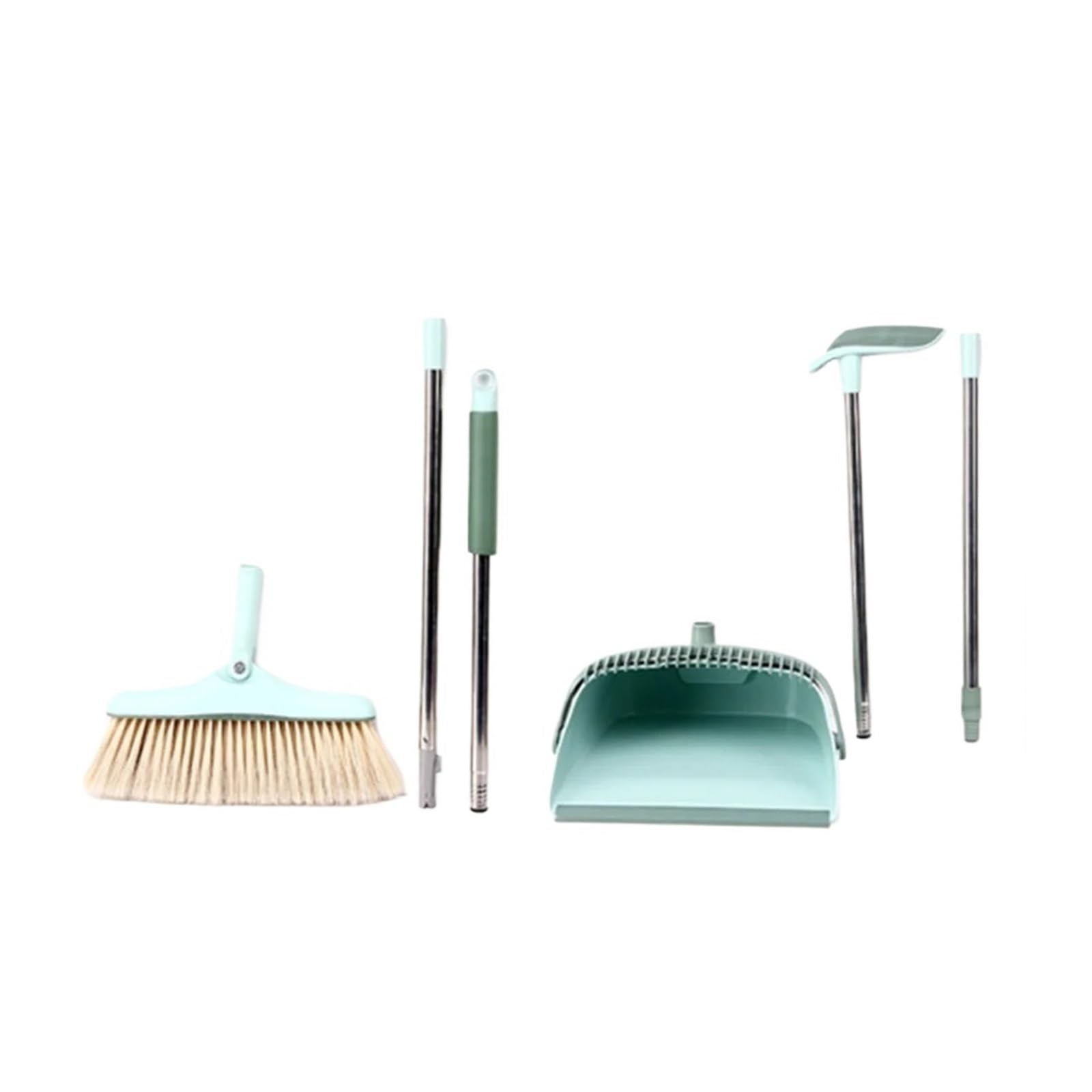 Juego de recogedor Plegable Escoba, limpiaparabrisas Goma for Limpieza del hogar(Blue Broom Set)