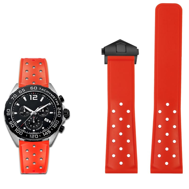 Bracelet silicone 22mm pour TAG Heuer F1 respirant et flexible avec boucle pliante