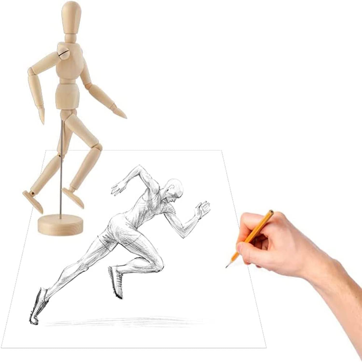 Manichino in legno con supporto 3 pezzi design figure giunture per dipingere