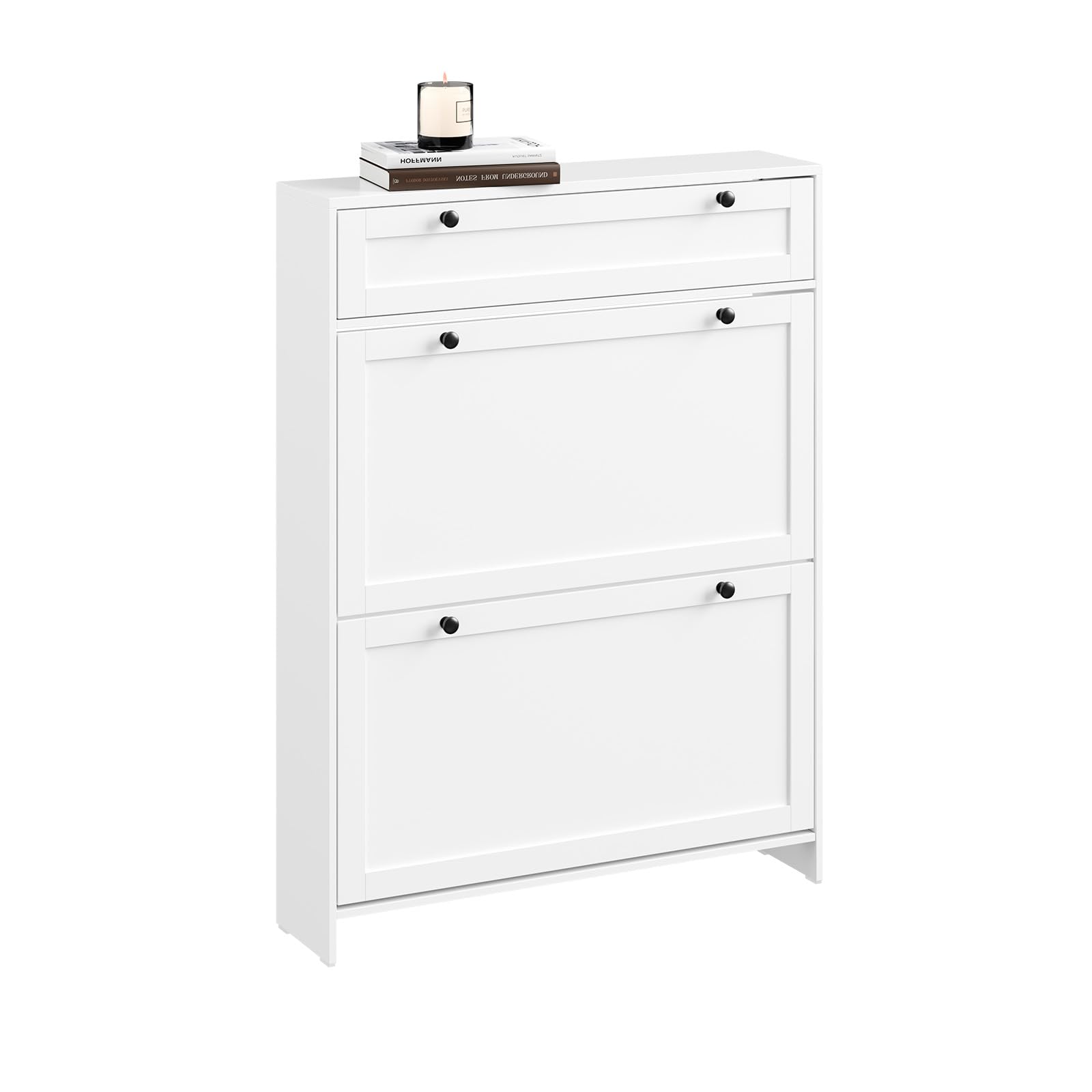 SoBuy Zapatero Entrada Recibidor Mueble Zapatero Blanco de Almacenaje con Cajone y 2 Puertas, Diseño Compacto para 8 Pares de Zapatos, Material Duradero, Instalación Fácil, 80 x 19 x 107cm, FSR207-W