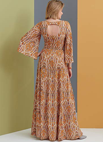 Vogue V9328E5 Easy Women's Flared Sleeve Dress Sewing Patterns, Sizes 14-22, White4