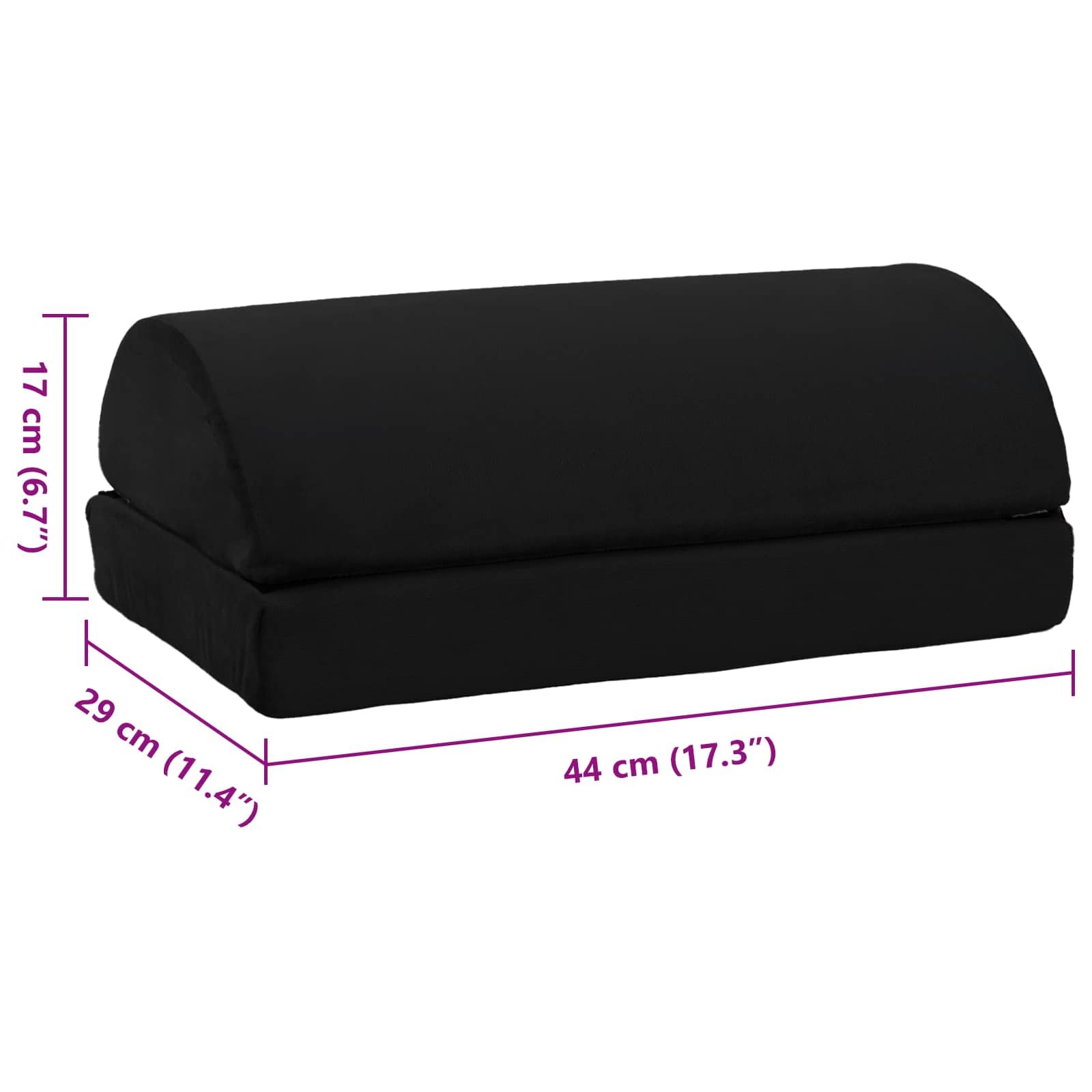 Cuscino poggiapiedi, nero, 44 x 29 x 17 cm, in schiuma PU con morbido rivestimento in velluto, ergonomico, traspirante, per ufficio e soggiorno, leggero, facile da pulire, superficie opaca