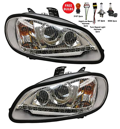 Headlight With Led Strip - Driver & Passenger Side (Fit: Freightliner M2 106 112 Business Class Trucks) #TOP1
