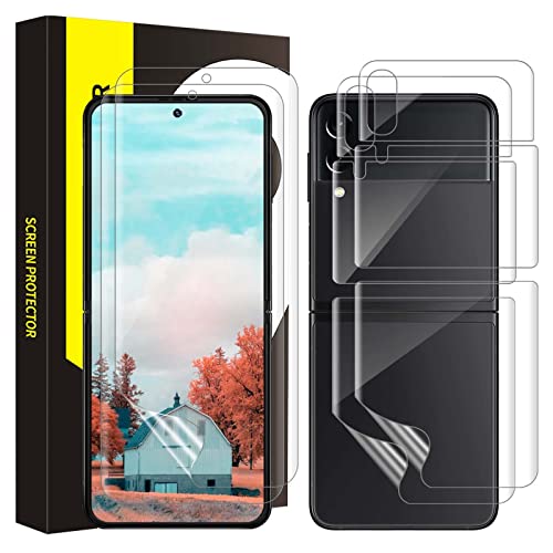 Bodyguard TPU Flexible Verre Trempé pour Samsung Galaxy Z Flip 4 5G 2 Pièces Protection Ecran+2 Pièces Film Protecteur Arrière, Protection contre les rayures, Sans Bulles,Transparent,Dureté 9H Cover