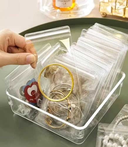 Image of 36 Pcs Transparent Jewellery Storage Pouches | Clear PVC Zip Lock Covers for Rings, Earrings, Necklaces & Accessories | Durable Jewellery Organizer Bags (Transparent, Pack of 36)
