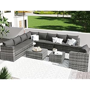 Zhanhao 9-Seater Large Rattan Garden Cor...