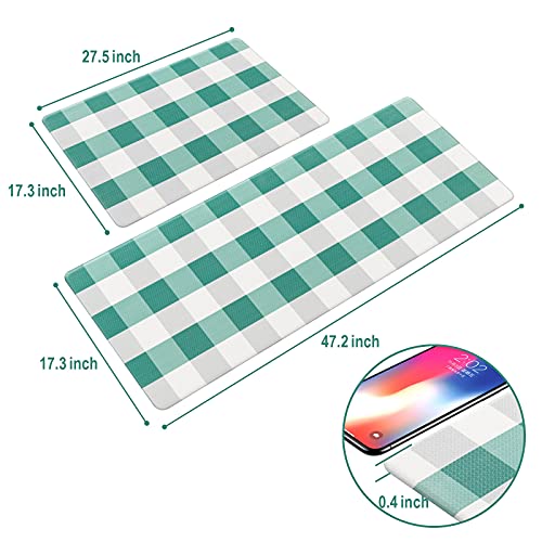 Carvapet Buffalo Plaid Küchenmatte, 2 Stück, gepolsterter Anti-Ermüdungs-Teppich, wasserdicht, rutschfest, PVC… - Image 3