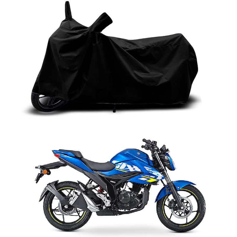 Image of 100% Scratchproof /UV-Rays /Heat Protection /Birds Dropping /Water Resistant /Dust Proof /Waterproof /Bike Scooty Two Wheeler Body Cover Compatible for Suzuki Gixxer ABS BS6 All Varients[Black]