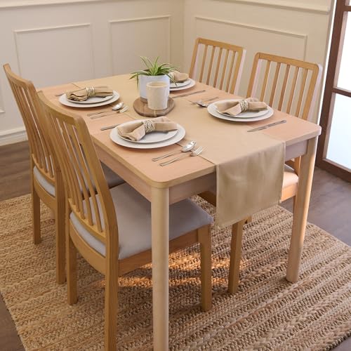 Image of Encasa XO Cotton Napkins for Dining Table | Set of 6, Size 43x43 cm | Machine Washable Reusable Table Napkin, Soft & Absorbent, Elegant Table Decor for Kitchen, Hotels, Party - Light Beige