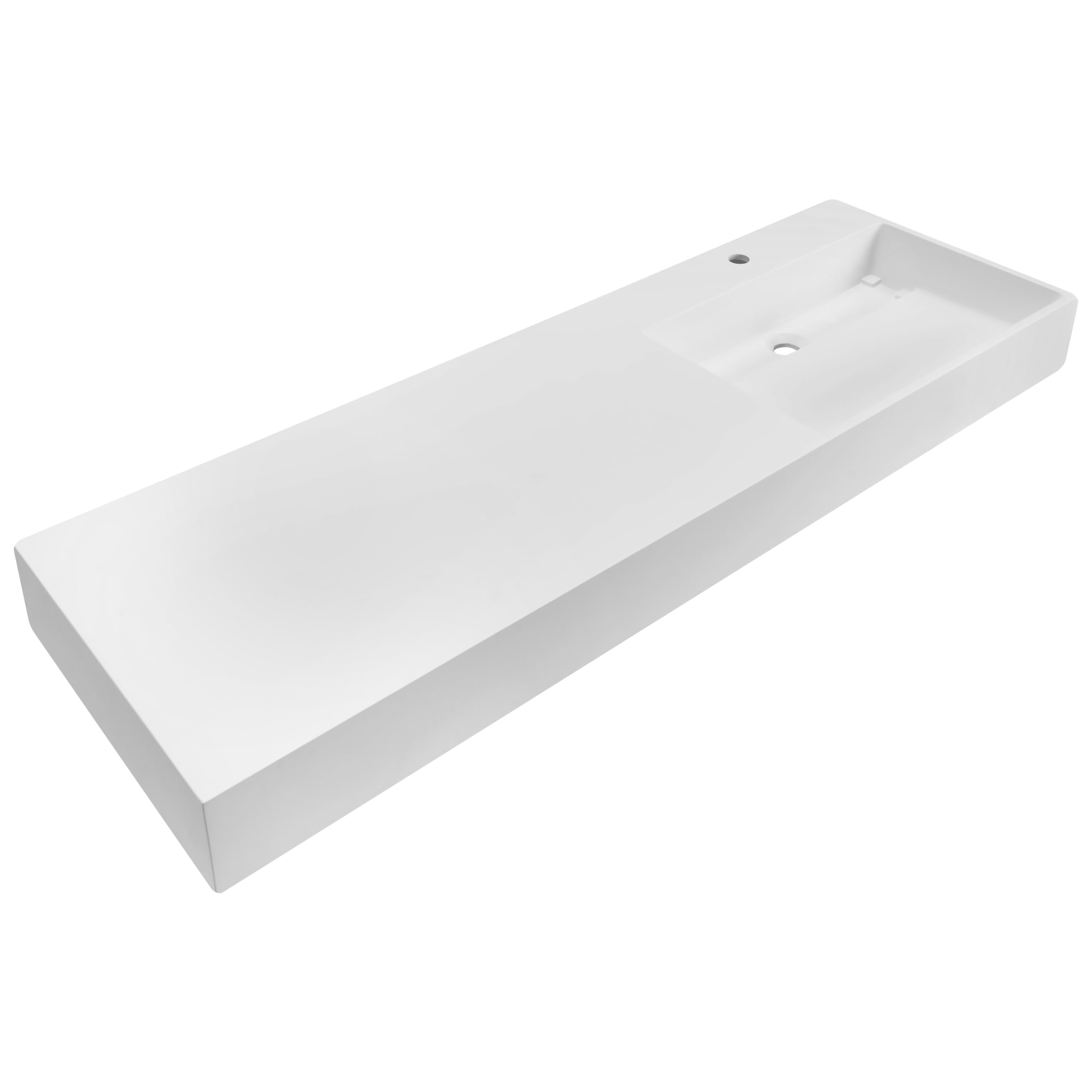 Lavabo suspendido de pared clásico rectangular fundición mineral acabado mate 150 x 48 cm blanco Cusco